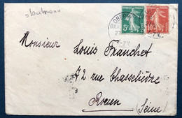 Alsace Lorraine Lettre Semeuse N°137 & 138 Obl Dateur Allemand De Oberhofen Pour Rouen TTB - Sonstige & Ohne Zuordnung