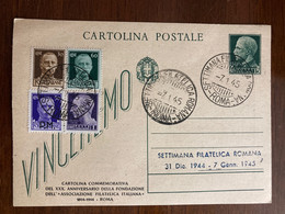 Italia Intero Postale Vinceremo 15 Centesimi Con Sovrastampa Privata Settimana Filatelica Romana. - Postwaardestukken