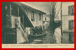 Secours Portés Aux Habitants De Maisons Inondées De La Rue Félicien David à AUTEUIL - Animée - Edit. ND PHOTO - Arrondissement: 16