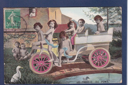 CPA Surréalisme Bébés Multiples Photo Montage Circulé Voiture Automobile - Humorous Cards