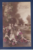 CPA Surréalisme Bébés Multiples Photo Montage Non Circulé Roses - Humorous Cards