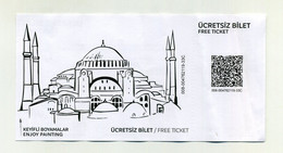 Ticket Avec Talon Müzekart - Musées Istanbul 2021 - Turquie Turkey Türkiye Türkei - Mauvais état (pliages En Accordéon) - Toegangskaarten