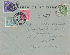 LETTRE. 21 7 47. POITIERS POUR NIORT. MAZELIN 2Fr. TAXE GERBE 1Fr + 2Fr + 5Fr - Postage Due Covers