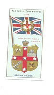 BRITISH COLONY New South Wales Flag  Emblem Cigarettes John Player & Sons TB   Like New 2 Scans - Player's