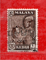 (Us.3) MALAYA MALAYSIA - ° 1957 - KEDAH -  Tigre Tijger.  Yv 94.  Usato - Kedah