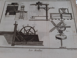 9 Gravures Techiques Sur Les Moulins J.P. LE BAS - Maschinen