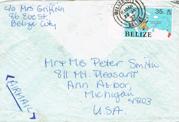 41481. Carta Aerea BELIZE 1977 To USA, Michigan. Stamp CRICKET - Belize (1973-...)
