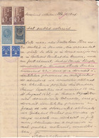 REVENUE STAMPS, KING CAROL II, AVIATION, JUDICIAL STAMPS ON NOTARY DOCUMENT, 1937, ROMANIA - Fiscaux