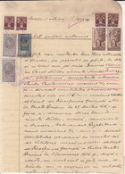 REVENUE STAMPS, KING CAROL II, AVIATION, JUDICIAL STAMPS ON NOTARY DOCUMENT, 1938, ROMANIA - Fiscaux