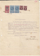 REVENUE STAMPS, KING CAROL II, AVIATION STAMPS ON EMPLOYEE CERTIFICATE, 1938, ROMANIA - Steuermarken