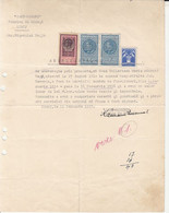 REVENUE STAMPS, KING CAROL II, AVIATION STAMPS ON EMPLOYEE CERTIFICATE, 1937, ROMANIA - Steuermarken
