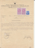 REVENUE STAMPS, KING CAROL II, AVIATION STAMPS ON EMPLOYEE CERTIFICATE, 1938, ROMANIA - Fiscaux