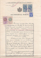 REVENUE STAMPS, KING CAROL II, AVIATION STAMPS ON NOTARY DOCUMENT, 1933, ROMANIA - Fiscale Zegels