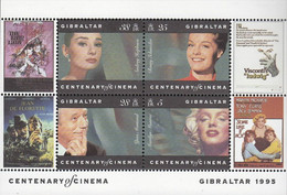 Gibraltar, 1995, Mi 737-744, The 100th Anniversary Of Cinema, Block 23 + 24, MNH - Cinema