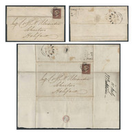 QUEEN VICTORIA ONE PENNY IMPERF RED OL 1843 COVER / LETTER SHEET TO HALIFAX MALTESE CROSS CANCEL - Briefe U. Dokumente