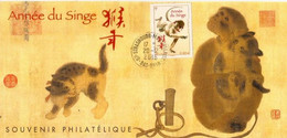 FRANCE. Année Du Singe / Year Of The Monkey / Jahr Des Affen. Carte-Maximum. Deux Photos. - Chinese New Year