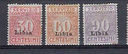 LIBIA - COLONIE ITALIANE - ANNO 1915 - SERVIZIO COMMISSIONI SASS. 1/3 - RARA - TRACCIA DI LINGUELLA PICCOLE MACCHIOLINE - Libye