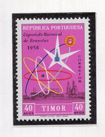 1958. PORTUGAL, TIMOR, BELGIUM, BRUXELLES INTERNATIONAL STAMP EXHIBITION 1958, 40 AVOS STAMP, MNH - Timor