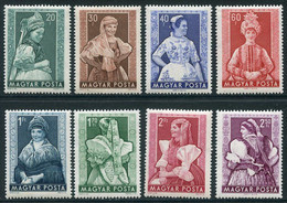 HUNGARY 1953 Women's Costumes Set Of Eight MNH / **. Michel 1330-37 - Nuevos
