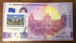 2021 BILLET 0 EURO SOUVENIR DPT13 MARSEILLE LE PALAIS LONGCHAMP + TAMPON + SEC + TIMBRE PAPER  0 EURO SCHEIN BANKNOTE - Pruebas Privadas