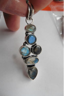 Neuf - Superbe Pendentif En Argent 925 Serti De Labradorites Taillées Facettées - Pendentifs