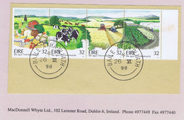 Ireland Agriculture 1992 Food And Farming 32p X 4 Se-tenant Designs Fine Used Cds, On Piece - Oblitérés