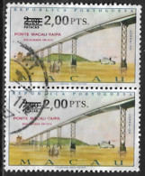 Macao Macau – 1979 Surcharged Stamp 2,00 On 2,20 Patacas Used Pair Of Stamps - Gebruikt