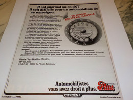 ANCIENNE PUBLICITE TELEPHONE RELATION CLIENTELE  VOITURE CITROEN 1977 - Cars