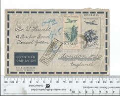 Poland Rębusz Registered To London Kensal Green UK Jan 31 1958.....(Box 8) - Airplanes