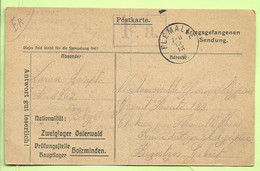 Kriegsgefangenensendung Van "Prisonnier Belge / Zweiglager Osterwald"  HOLZMINDEN Naar FLEMALLE / LIEGE  (3636* - Prisoners