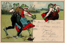 Frosch Personifiziert Lithographie 1901 I-II Grenouille - Zonder Classificatie