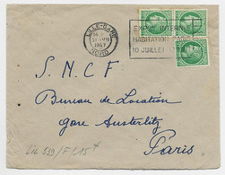 FRANCE MAZELIN 2FRX3 LETTRE MEC FLIER EXPON INTERNle HABITATION PARIS LILLE GARE 21.VIII.1947 NORD - 1945-47 Cérès De Mazelin