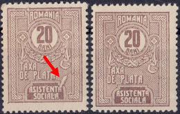 Romania 1922  Pay Tax  Variety/Error MLH - Abarten Und Kuriositäten