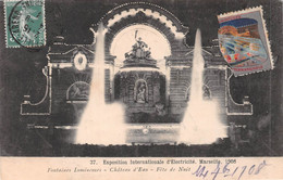 MARSEILLE 1908 - Exposition D'Electricité - Fontaines Lumineuses, Château D'Eau - Fête De Nuit - Philatélie 1/2 Vignette - Mostra Elettricità E Altre