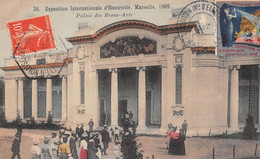 MARSEILLE 1908 - Exposition Internationale D'Electricité - Palais Des Beaux-Arts - Philatélie Cachets + Vignette - Internationale Tentoonstelling Voor Elektriciteit En Andere