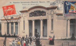 MARSEILLE 1908 - Exposition Internationale D'Electricité - Palais Des Beaux-Arts - Philatélie Cachets + Vignette - Electrical Trade Shows And Other