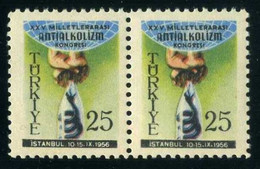 Türkiye 1956 Mi 1486 MNH [Pair] International Anti-Alcoholism Congress | Hands Holding Bottled Serpent - Neufs