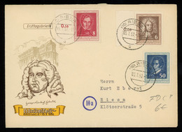 TREASURE HUNT [00127] East Germany 1952 Händel Issue Official Illustrated FDC Sent Within Riesa, Commemorative Postmarks - Storia Postale