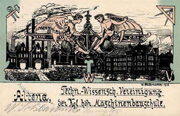Studentika ALTONA - TECHNIK Künstlerlitho Sign. W.Hüttmann 1910 - Zonder Classificatie