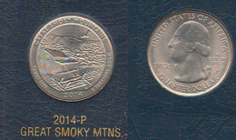 USA 1/4 Dollar $ 2014 P GREAT SMOKY MOUNTAINS Quarters National Park America - 2010-...: National Parks