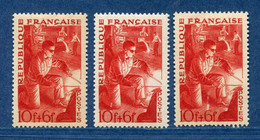 ⭐ France - Variété - YT N° 826 - Couleurs - Pétouille - Neuf Sans Et Avec Charnière - 1949 ⭐ - Unused Stamps