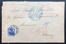 Alsace Lorraine Occupée Lettre Allemagne N°85 Obl Dateur De Noveant Corny + Dateur Censure De Metz Pour Lausanne Suisse - Altri & Non Classificati