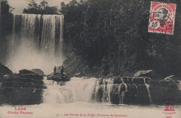 LAOS - SAVAN-NAKHET - CARTE POSTALE DU 31-3-1913 POUR LA FRANCE - VUE - LES CHUTES DE LA SE-NOI. - Laos