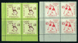 Türkiye 1956 Mi 1490-1491 MNH Melbourne Olympic Games, Wrestling, Sports [Block Of 4] - Neufs