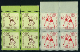 Türkiye 1956 Mi 1490-1491 MNH Melbourne Olympic Games, Wrestling, Sports [Block Of 4] - Neufs