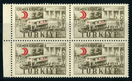 Türkiye 1957 Mi 1515 MNH Fight Against Tuberculosis | Healthcare | Medicines | Rays | TBC | Truck [Block Of 4] - Neufs