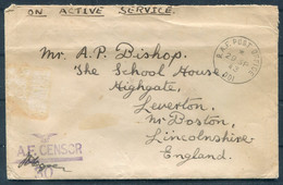 1943 (Sept 29th) Iceland R.A.F. Post Office 001 Censor Cover + Letter W.E. Ebbutt - Bishop, School House, Leverton - Covers & Documents