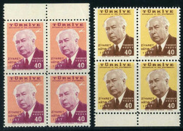 Turkey 1957 Mi 1516-1517 MNH Theodor Heuss [Block Of 4] - Neufs