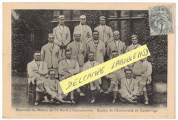 SPORTS RUGBY ANNEE 1920 RARE SOUVENIR DU MATCH DU 13 AVRIL A CARCASSONNE EQUIPE DE L'UNIVERSITE DE CAMBRIDGE ROYAUME UNI - Rugby