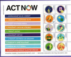 Slovakia 2020. UN Campaign Against Climate Change Act Now (M/S) (joint Issue Slovakia-Italy)  MNH - Nuovi